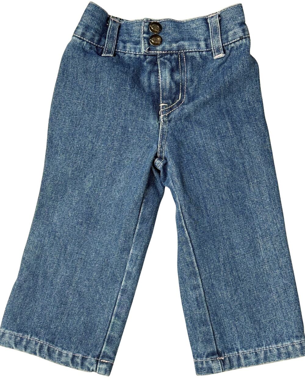 Dickies Y2K Toddler Jeans 18M Wide Leg Denim Elastic Waist Pink Stitching